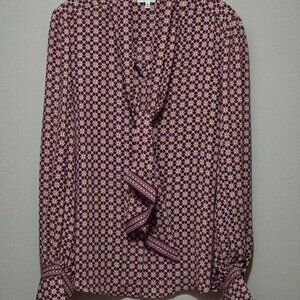 Women's LS Blouse with built in scarf  sz L